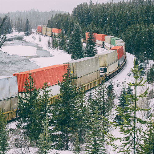 train in snow